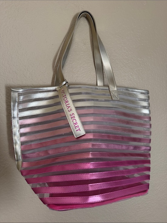 Victoria's Secret Handbags - Victoria's Secret Gold to Pink Ombre Striped Tote/Beach Bag